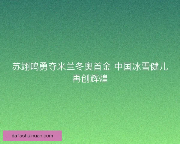 苏翊鸣勇夺米兰冬奥首金 中国冰雪健儿再创辉煌
